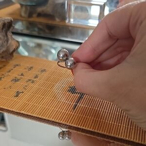 Sterling Silver Size 6 Double Ball  Ring